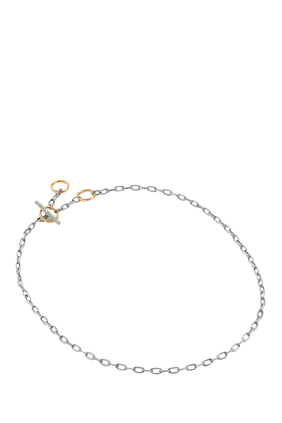 DY Madison Three Ring Chain Necklace, 18k Yellow Gold & Sterling Silver